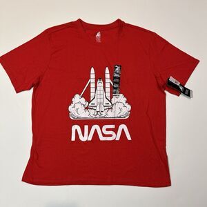 NASA Shirt Adult 2XL XXL Red Space Station Rocket Graphic Men